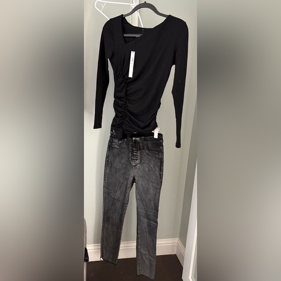 BUNDLE Elegant & Edgy Black Hudson28 lace up  jeans & Susana Monaco top, small - Picture 1 of 9